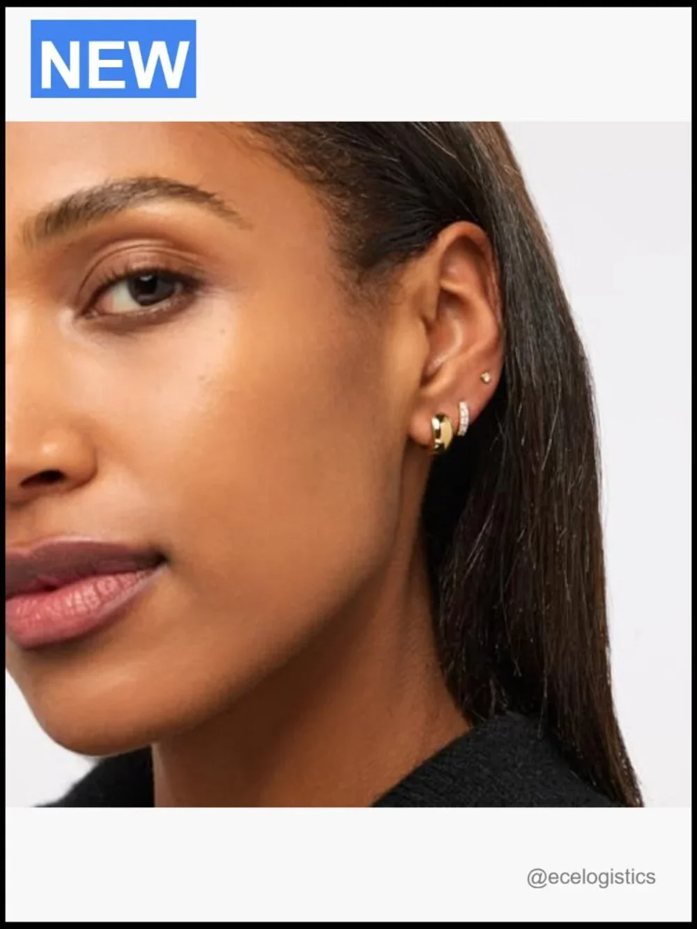 14K Gold Plated Huggie Hoop Earrings Hypoallergenic Chunky Hoops Water-Resistant